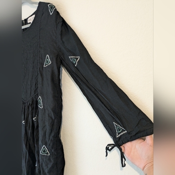 Rujuta Sheth Black Embroidered Silk Cotton Blend Flowy Midi Tanya Dress - Picture 10 of 14